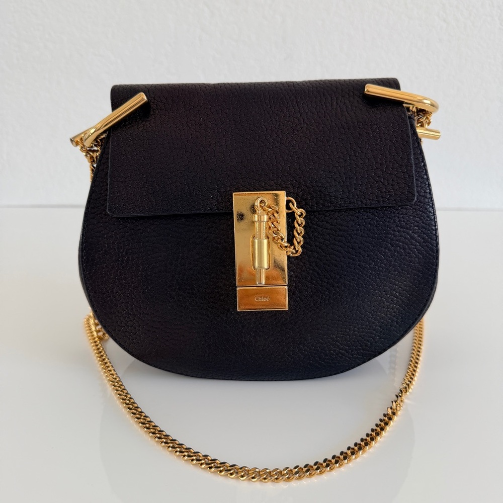 CHLOÉ DREW SHOULDER BAG IN SMALL GRAIN LAMBSKIN BLACK - Picture 3 of 16